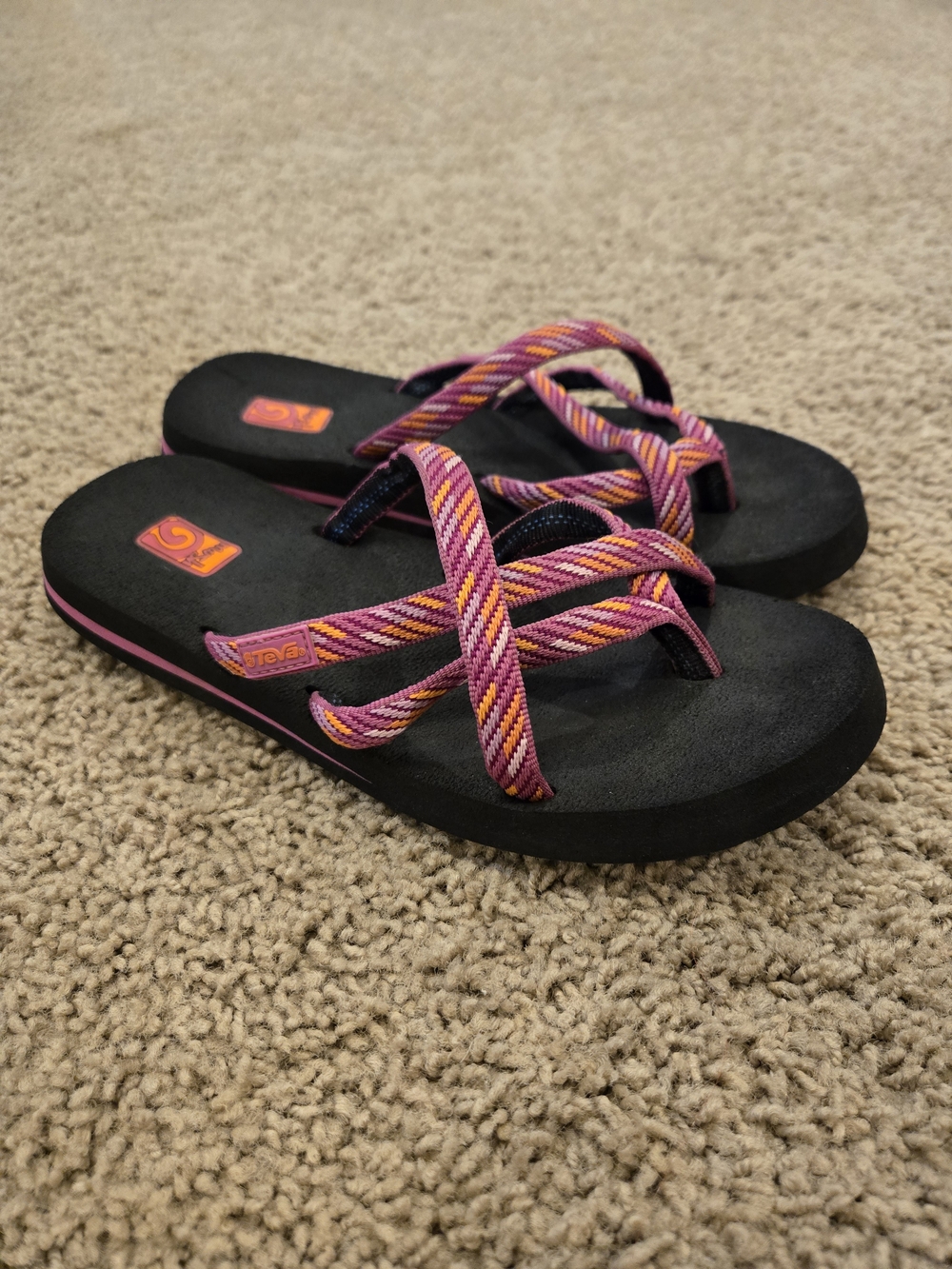 Teva Youth Sandals - Pink Multi Strappy Flip Flop